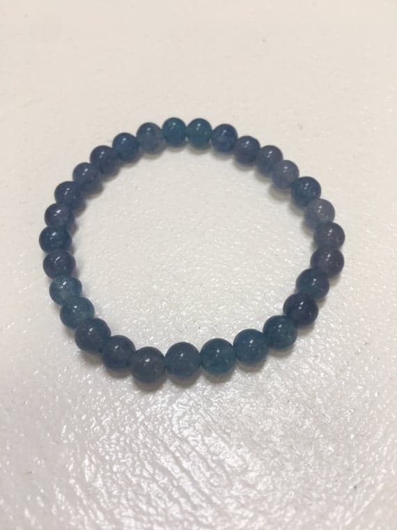 Anniversary Gift 6mm Stretchable Blue Apatite Bracelet Round, Smooth 7" for mens, womens, gf, bf & Adult.