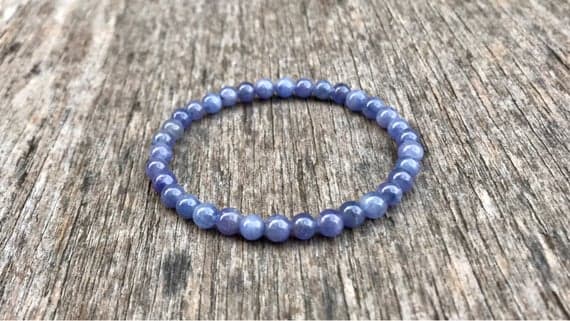 Bridesmaid Jewelry 5-6mm Stretchable Blue Tanzanite Bracelet Round, Smooth 7" for mens, womens, gf, bf & Adult.