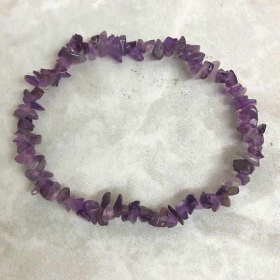 Amethyst rough gemstone (certified) crystal healing plain stretch bracelet - February birthstone  Code- WAR6646