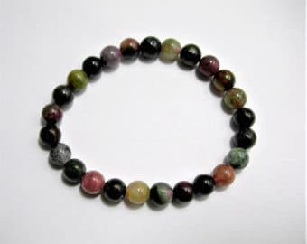 Tourmaline - 6.5mm - 7mm Round beads - choice your size - 25 to 27 beads - 1 set - Multi color tourmaline Code- WAR6941