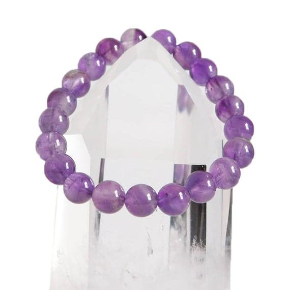 Blush Jewelry 8mm Stretchable Purple Amethyst Bracelet Round, Smooth 7" for mens, womens, gf, bf & Adult.