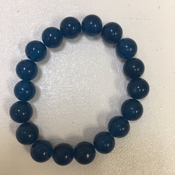 Artisan Loose 10mm Stretchable Blue Apatite Bracelet Round, Smooth 7.5" for mens, womens, gf, bf & Adult.