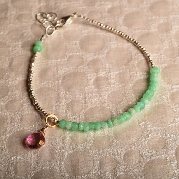 925 steling silver GRounding 3-4 mm Stracking green Chrysoprase Bracelet Rondelle, Faceted 7" for mens, womens, GF, BF, Adults.