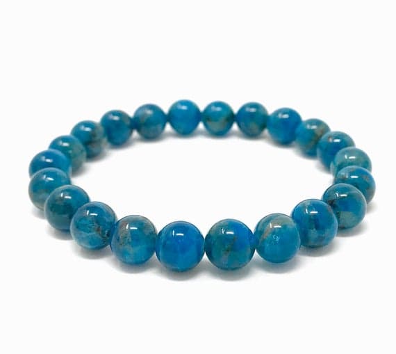 Apatite Power Bead Crystal Bracelet - Genuine Healing Crystal Gemstone Bracelet - Size choices 8mm Code- WAR6972