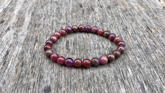 Blush Jewelry 7mm Stretchable Multi Ruby Bracelet Round, Smooth 7" for mens, womens, gf, bf & Adult.