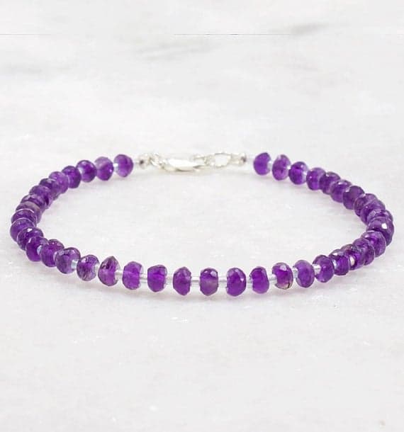 Amethyst Bracelet Delicate February Bead Energy Dainty Meditation Chakra Gift for Women Gift for Her Gift for Mom Girlfriend Gift 4mm  Code- WAR6552