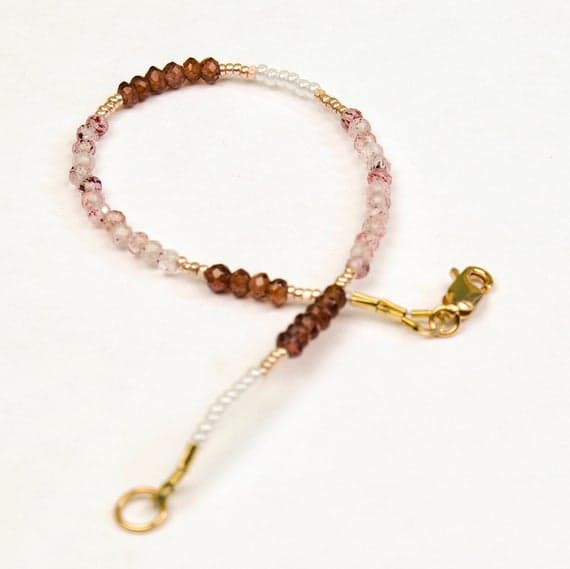 Pink and Red Gemstone Skinny Bracelet, Stacking Bracelet, Multigem Garnet Bracelet, Chic Delicate Bracelet, Genuine Natural Gems, Rose Gold 3 to 3.5mm Code- WAR6833