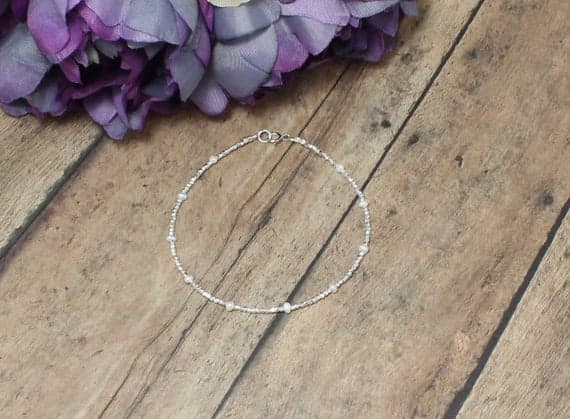 Tiny Freshwater pearl silver beaded bracelet,Pure silver beaded bracelet,Stacking Bracelet,Bracelet for Woman,Gift for her 2-2.5 mm Code- WAR9002