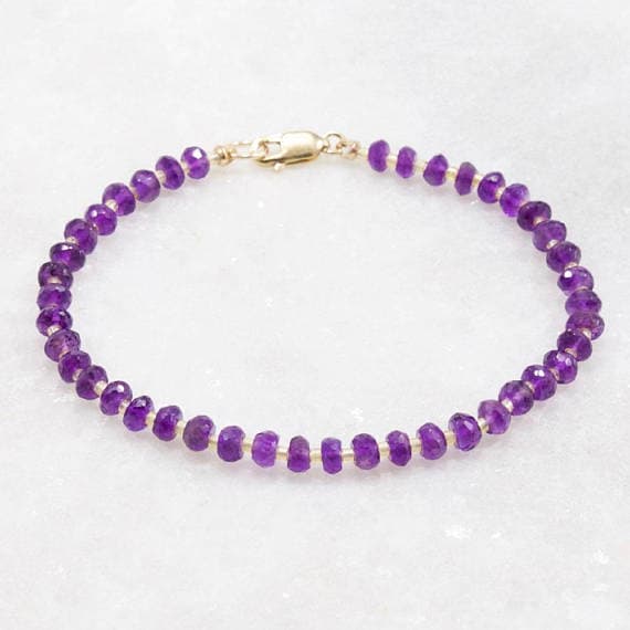 Amethyst Bracelet February Birthstone Bead Chakra Gift for Women Gift for Her Gift for Mom Women Bracelet Delicate Energy Dainty Meditation 4mm  Code- WAR6557