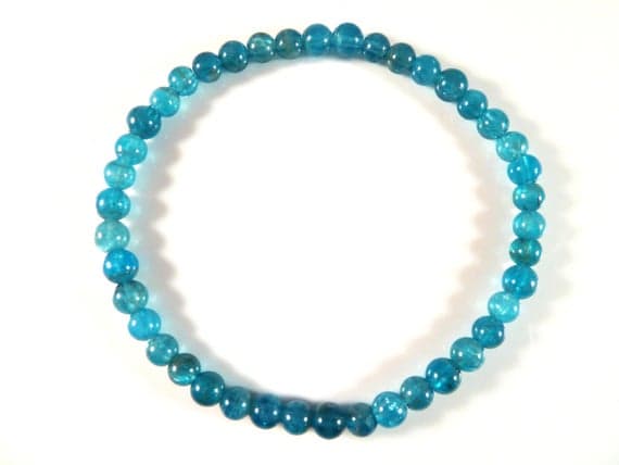 Natural 4.5mm Stretchable Blue Apatite Bracelet Round, Smooth 7" for mens, womens, gf, bf & Adult.
