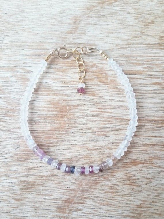 Moonstone Bracelet Multi Sapphire Bracelet Shaded Bracelet Gold Filled Bracelet Multicolor Sapphire Bracelet Delicate Skinny Bracelet Gift 3mm Code- WAR6873