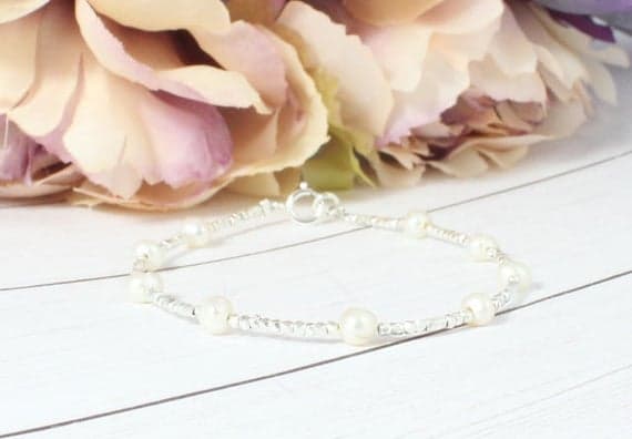 Freshwater Pearl silver beaded bracelet,Pure silver beaded bracelet,Bridesmaid Gift,Stacking Bracelet,Bracelet for Woman,Gift for her 1-3.5 mm Code- WAR9007