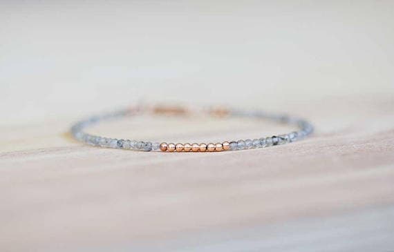 24k gold Empath Protection 2mm White Rutilated Quartz  stacking Bracelet Round, Smooth 18cm for mens, womens, gf, bf and adults.