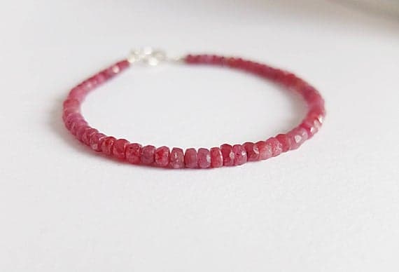 AAA++ Rare Quality Raw red Ruby Bracelet Silver Plated925 lobster clasp,genuine raw Ruby beads,stacking ruby bracelet, minimalist bracelet,ruby bracelet, stackable 4 mm Code- TJH70