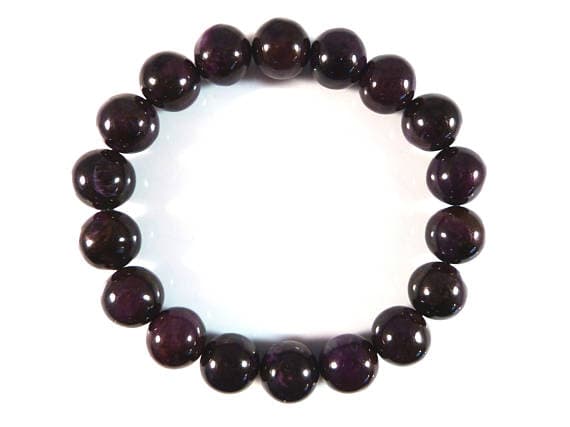 Handmade Beaded 11mm Stretchable Purple Sugilite Bracelet Round, Smooth 7.5" for mens, womens, gf, bf & Adult.