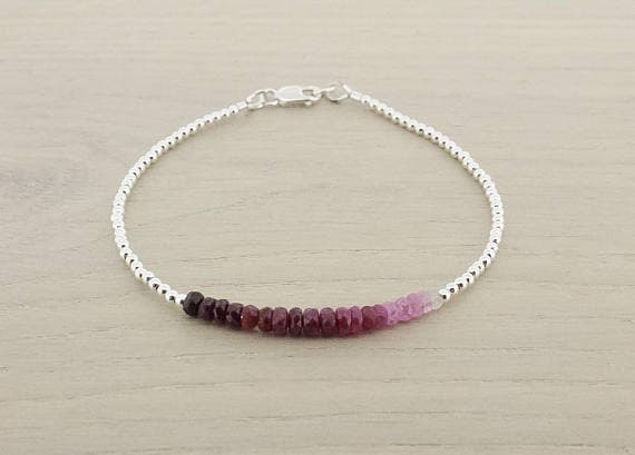 925 sterling Silver top quality 3mm stacking Red RUBY Bracelet Rondelle, Faceted 7" for mens, womens.