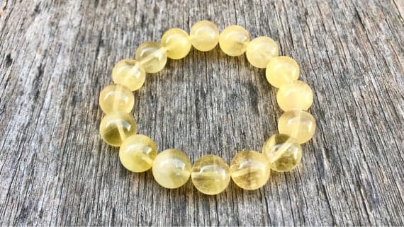 Artisan Loose 12mm Stretchable Yellow Yellow Flourite Bracelet Round, Smooth 7.5" for mens, womens, gf, bf & Adult.