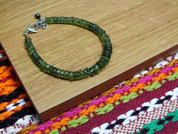 Green Apatite Graduated Plain Wheels Timeless Stacking Bracelet. All Quality Gemstone on Steel Clasps 3x1 to 5x4mm
 Code- WAR6817