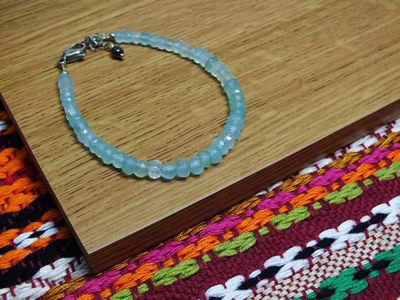 Blue Chalcedony Graduated Faceted Rondelles Timeless Stacking Bracelet. All Quality Gemstone on Steel Clasps 2x1 to 5x3mm Code- WAR6820