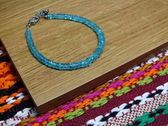 Sky Blue Apatite Timeless Stacking Bracelet. All Quality Gemstone on Steel Clasps 2x1 to 4x2mm Code- WAR6809