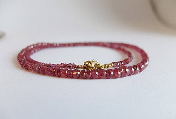 AAA++ Rare Quality Gorgeous Ruby Gemstone Necklace,Ruby Jewelry Graduated Rondelles ruby necklace,pink ruby jewelry,pink ruby necklace,layering ruby necklace 2-5mm Code- TJH134