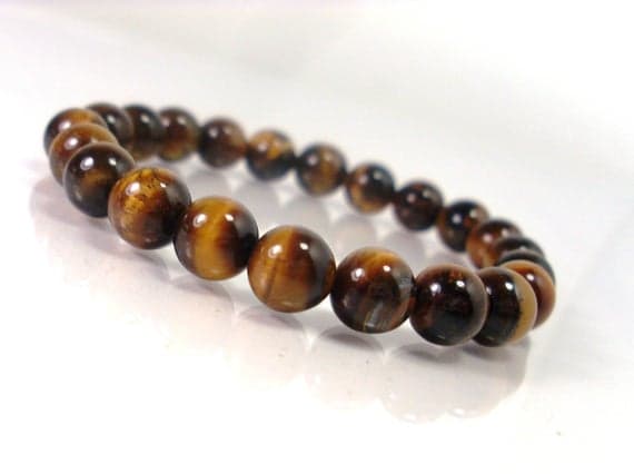 good luck gift 8mm Stretchable Multi Tiger Eye Bracelet Round, Smooth 7" for mens, womens.