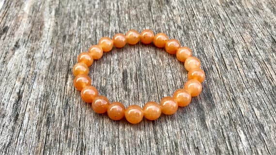 Anxiety Gemstone 8mm Stretchable Orange Adventurine Bracelet Round, Smooth 7" for mens, womens, gf, bf & Adult.