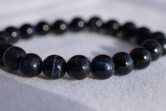 Wholesale 8mm Stretchable Blue Blue navy tiger eyes Bracelet Round, Smooth 7" for mens, womens.