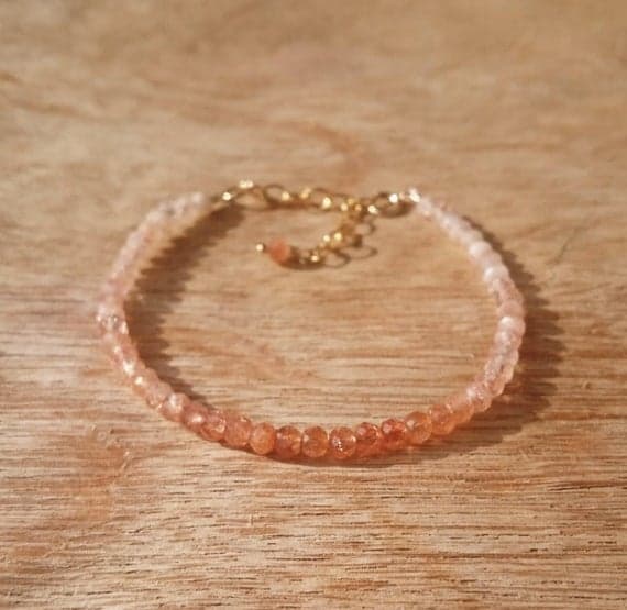 Sunstone Bracelet Shaded Sunstone Bracelet Skinny Bracelet Delicate Bracelet Ombre Bracelet Ombre Gemstone Bracelet Gift for Her Bracelet 3-4mm Code- WAR6869