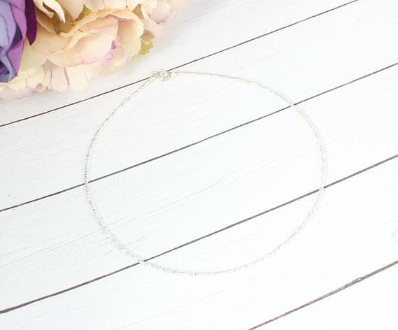 Silver Beaded Necklace Silver Necklace,Minimalist beaded Necklace,Stacking Beaded Necklace,Necklace for Woman,Gift for her 1 mm Code- WAR9017