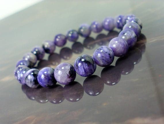 Super sale 8mm Stretchable Blue Charoite Bracelet Round, Smooth 7" for mens, womens.