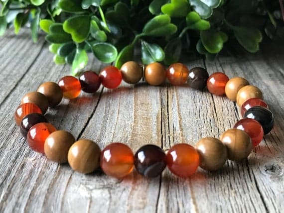 Wholesale 8mm Stretchable Multi Brown Jasper & Orange Agate Bracelet Round, Smooth 7" for mens, womens, GF, BF, Adults.