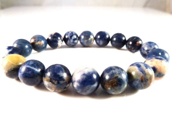 Galaxy Jewelry 10mm Stretchable Multi Sodalite Bracelet Round, Smooth 7.5" for mens, womens, gf, bf & Adult.