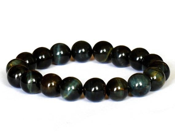 Bridesmaid Jewelry 10mm Multi Colour Blue Tiger Eye Stretchable Bracelet Round, Smooth 18cm for mens, womens, gf, bf and adults.