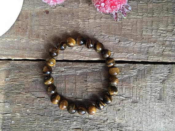 Wholesale 6mm Yellow Natural Yellow Tiger Eye Stretchable Bracelet Round, Smooth 18cm for mens, womens, gf, bf and adults.