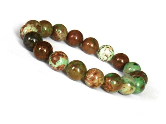 Anxiety Relief Calming 10mm Multi Colour African Green Opal  Stretchable Bracelet Round, Smooth 18cm for mens, womens, gf, bf and adults.