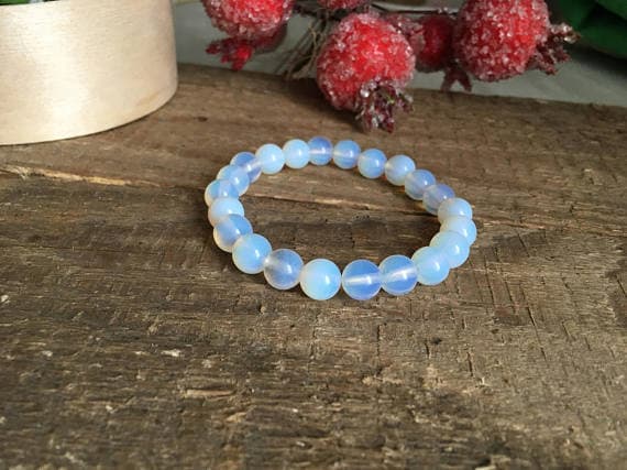 chakras simple 6mm White White Opalite Stretchable Bracelet Round, Smooth 18cm for mens, womens, gf, bf and adults.