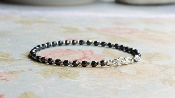 Hematite Black And Silver Bracelet, Seed Bead Bracelet, Stacking Bracelet, Beaded Bracelet, Czech Glass Bracelet, Minimalist Bracelet 3-4mm Code- WAR9118