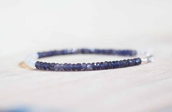 AAA++ Rare Quality Iolite Bracelet with Welo Opal, Delicate Multi Gemstone Beaded Stacking Bracelet, Ethiopian Opal Jewelry, Sterling Silver PlatedRose Gold  Fill 3.5-4mm 7 inches Code- TJH492
