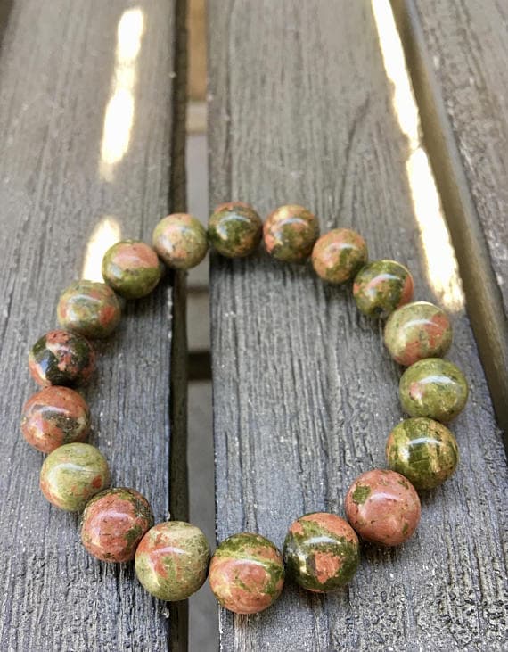 10mm Unakite Stretch Bracelet Code- WAR6308