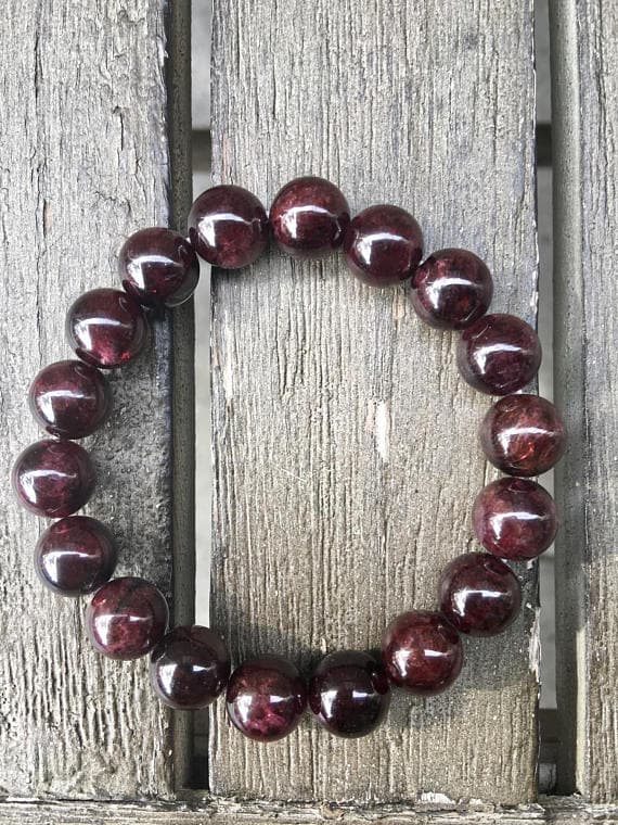 10.5mm Indian Garnet Stretch Bracelet Code- WAR6278