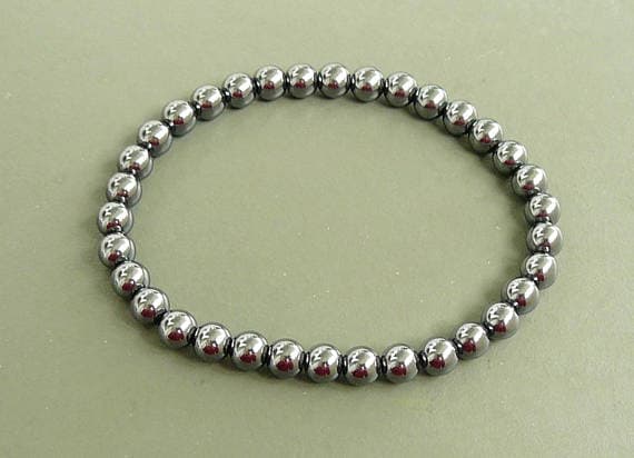 Hematite Bracelet 6mm silver hematite beads bracelet for men beaded stretch bracelet healing energy bracelets gemstone mens womens jewelry Code- WAR9180