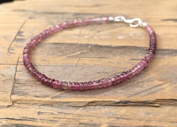 Shaded Pink Tourmaline Bracelet- Gemstone Bracelet-Energy Healing Jewelry- Boho- Stacking- Gift for Woman 2.5mm  Code- WAR6781