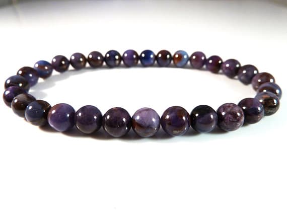Personalized Gift 6mm Stretchable Multi Sugilite Bracelet Round, Smooth 7" for mens, womens, gf, bf & Adult.
