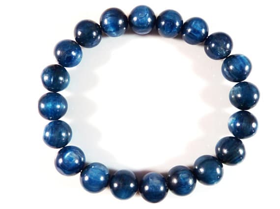 chakras simple 9mm Stretchable Blue Blue Kyanite Bracelet Round, Smooth 7.5" for mens, womens, gf, bf & Adult.