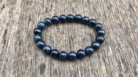 Wholesale 8mm Stretchable Blue Sapphire Bracelet Round, Smooth 7" for mens, womens, gf, bf & Adult.