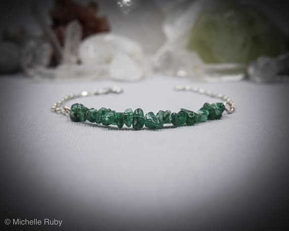 925 sterling Silver top quality 4x6mm stacking Green Green Aventurine  Bracelet Chips, Faceted 7" for mens, womens, gf, bf & Adult.