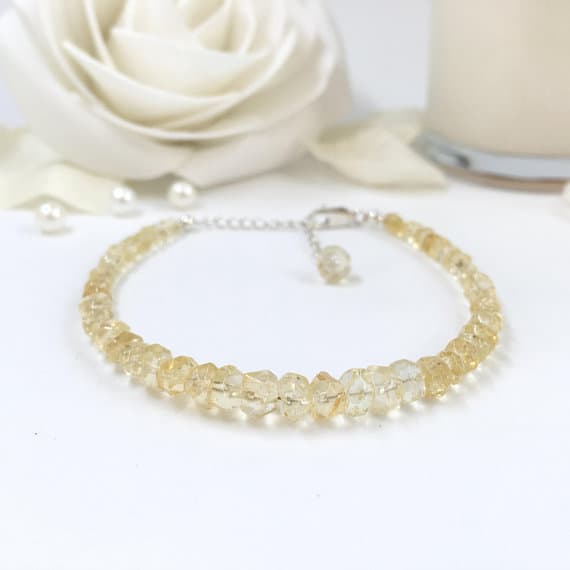 925 sterling Silver love beach youth 2x1-5x3mm stacking Yellow Citrine Bracelet Rondelle, Faceted 7" for mens, womens, gf, bf & Adult.