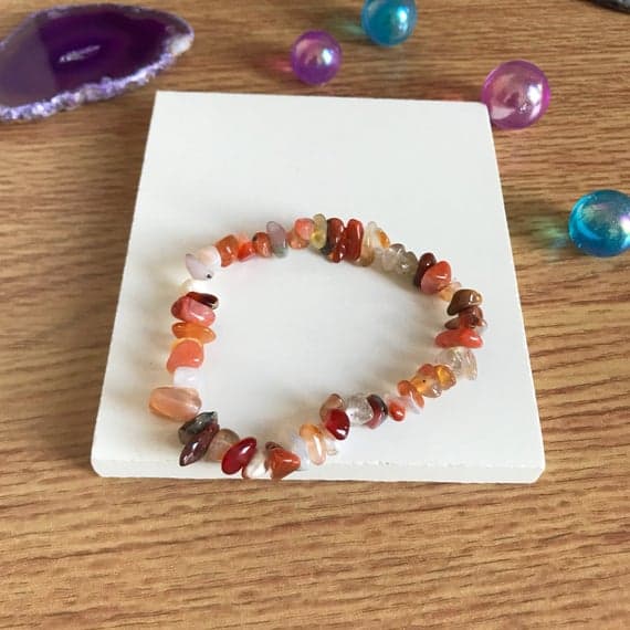 Carnelian semi precious rough gemstone plain stretch bracelet crystal healing jewellery  Code- WAR6647