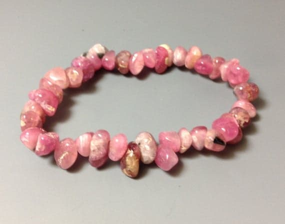 top quality 8x10mm Stretchable Pink Tourmaline Bracelet Chips, Smooth 7" for mens, womens, gf, bf & Adult.